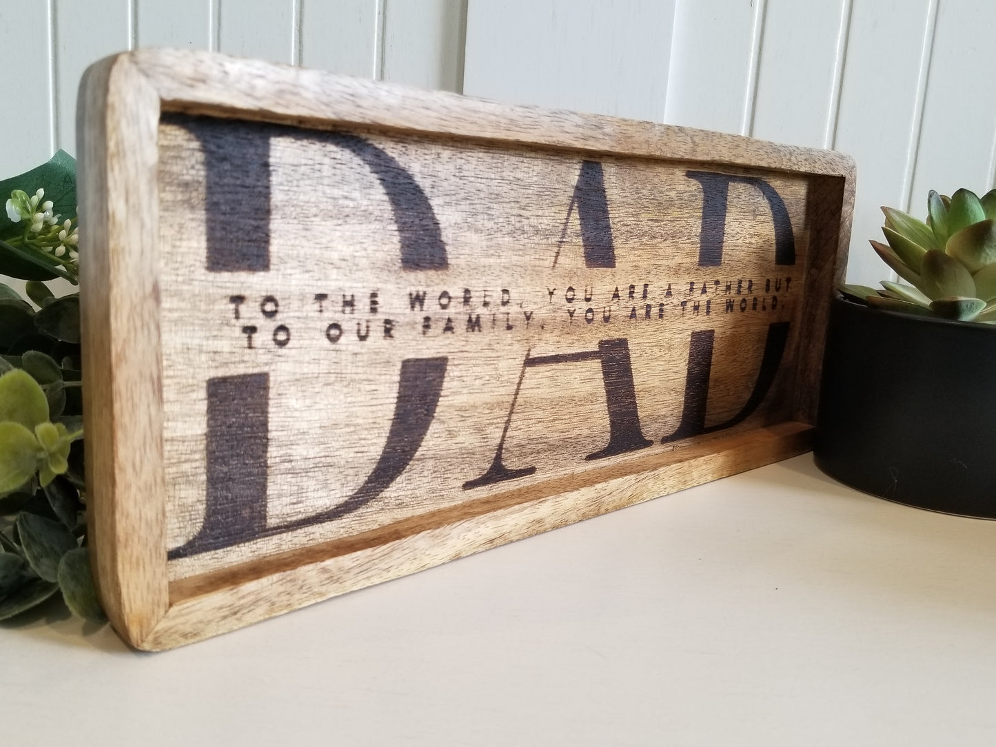 Acacia wood catch all tray. Key tray. Family tree tray. Tray for Mother/Dad.  Gift. Birthday gift. Dad gift. Mom gift. Grandparent gift. New home/realtor gift.