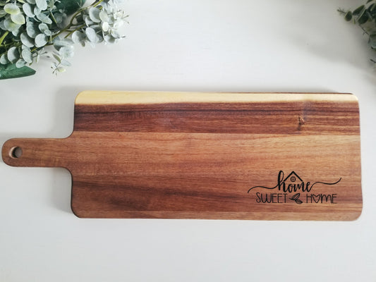 Engraved 21 INCH Acacia Wood Cutting Board.  Personalized for your needs.