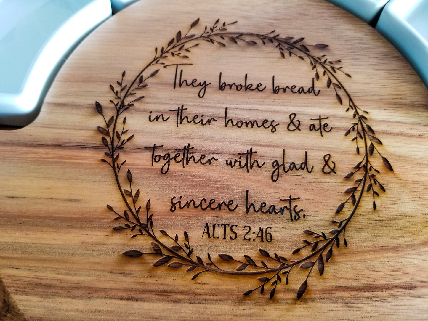 9 Piece Acts 2:46 Acacia Wood Charcuterie Set. Can Be Customized To Your Needs.