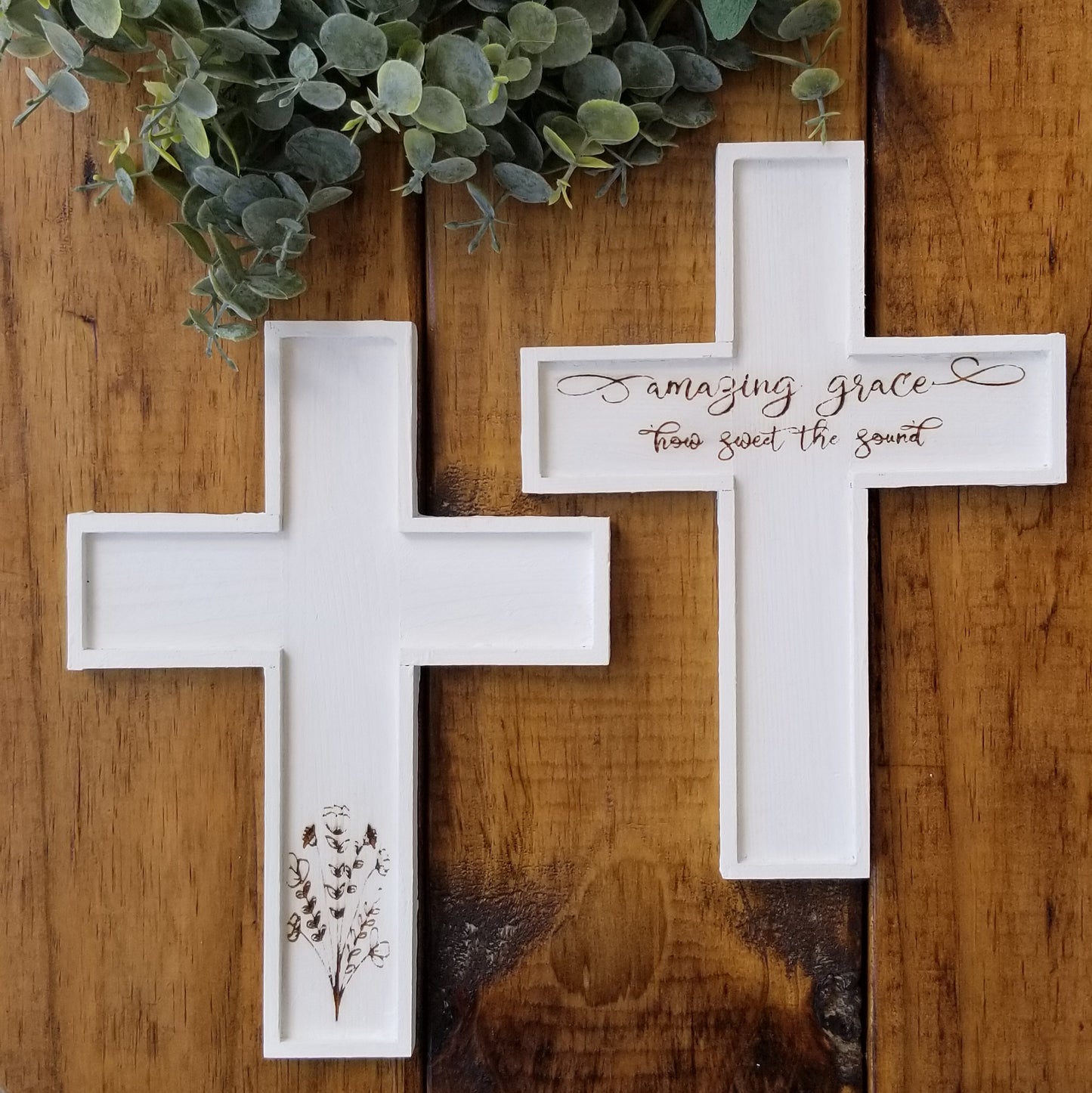 9 Inch Wood Wall Cross. Personalized Wood Wall Cross. Engraved Cross.