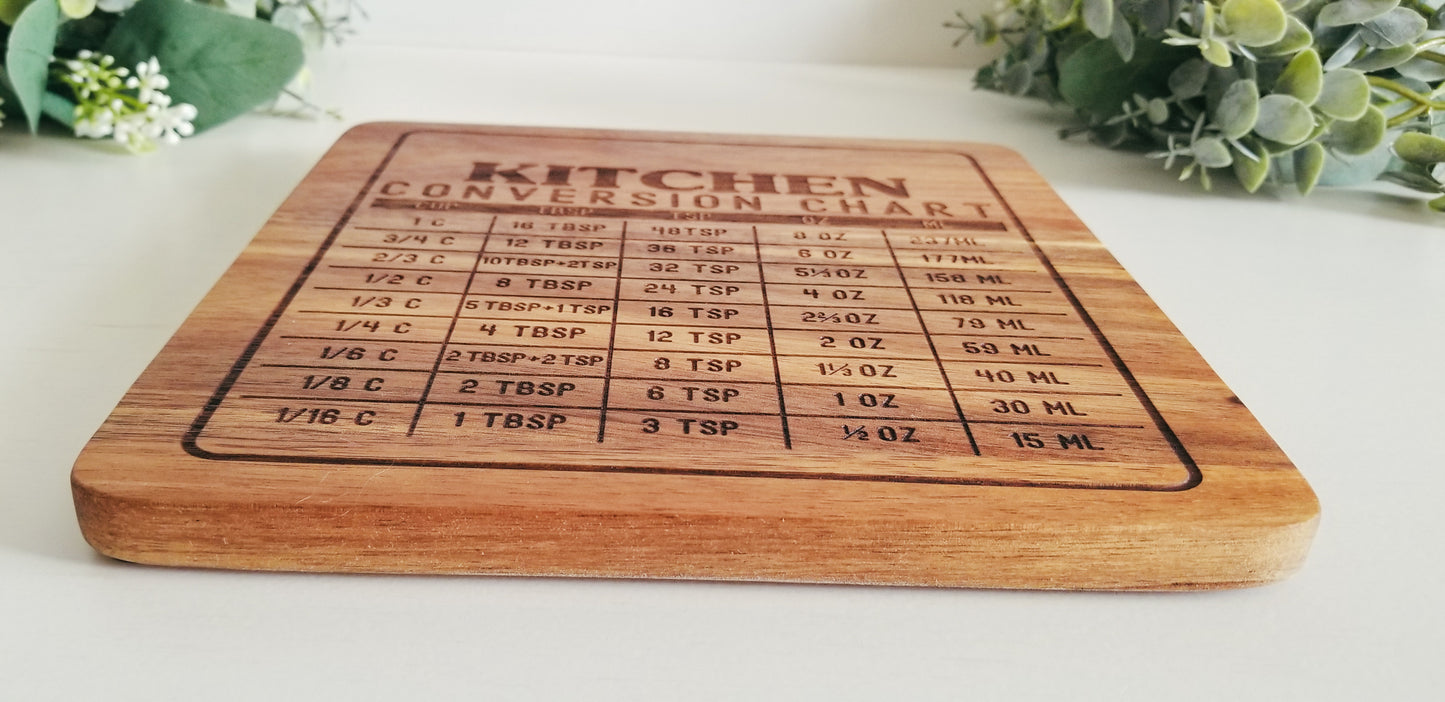 Acacia Wood Trivet.  8.3 Inch Wooden Engraved Trivet. Personalized Gifts. Kitchen Trivets