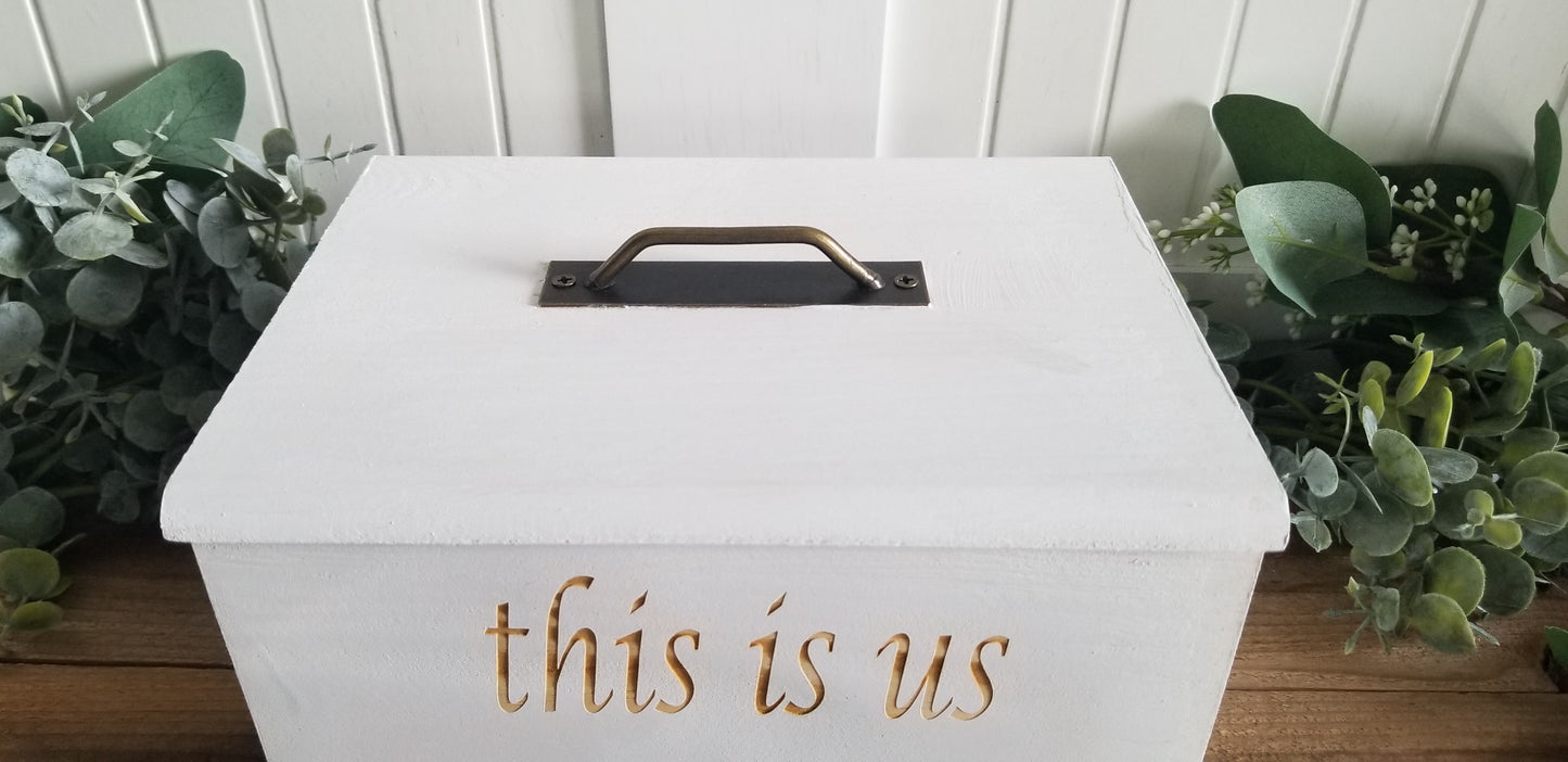 Engraved White Wooden Keepsake Box.