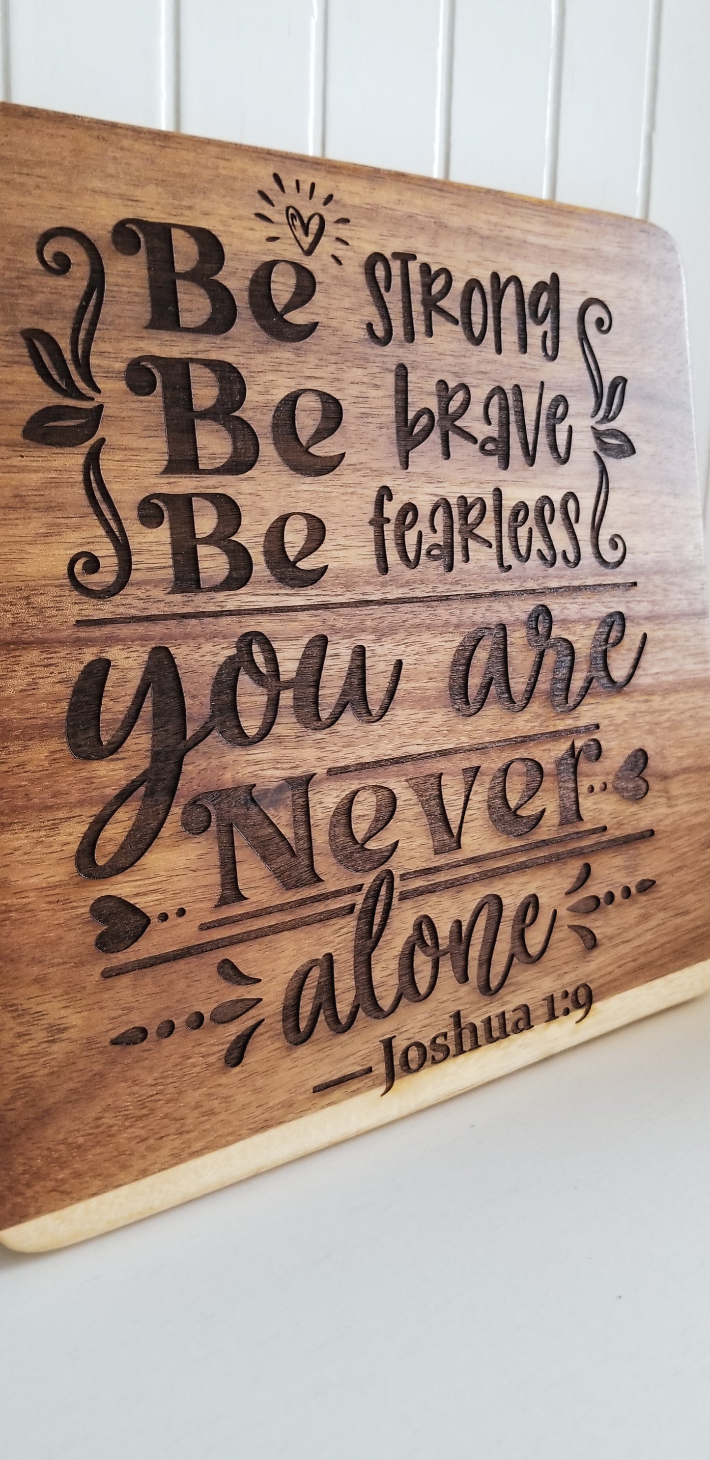 Joshua 1:9 Pot Holder. Wooden Trivet. Engraved Wooden Trivet.  Kitchen Decor. Rustic Kitchen Decor. Housewarming Gift.