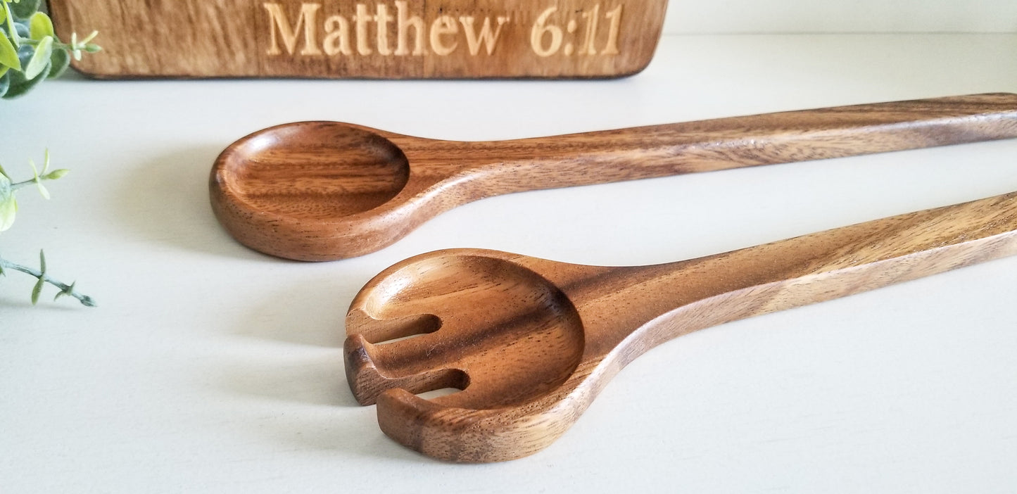 "Give Us This Day Our Daily" MATTHEW 6:11  Bread Decorative Cutting Board with Round Spoon & Spork.