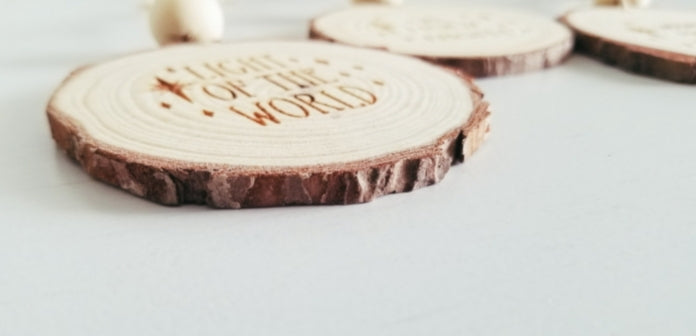 Natural Wood Ornament.  Christmas Ornament.  Engraved Christmas Ornament.  Natural Wood Slice Ornament.  Merry Christmas 2024 Ornament.