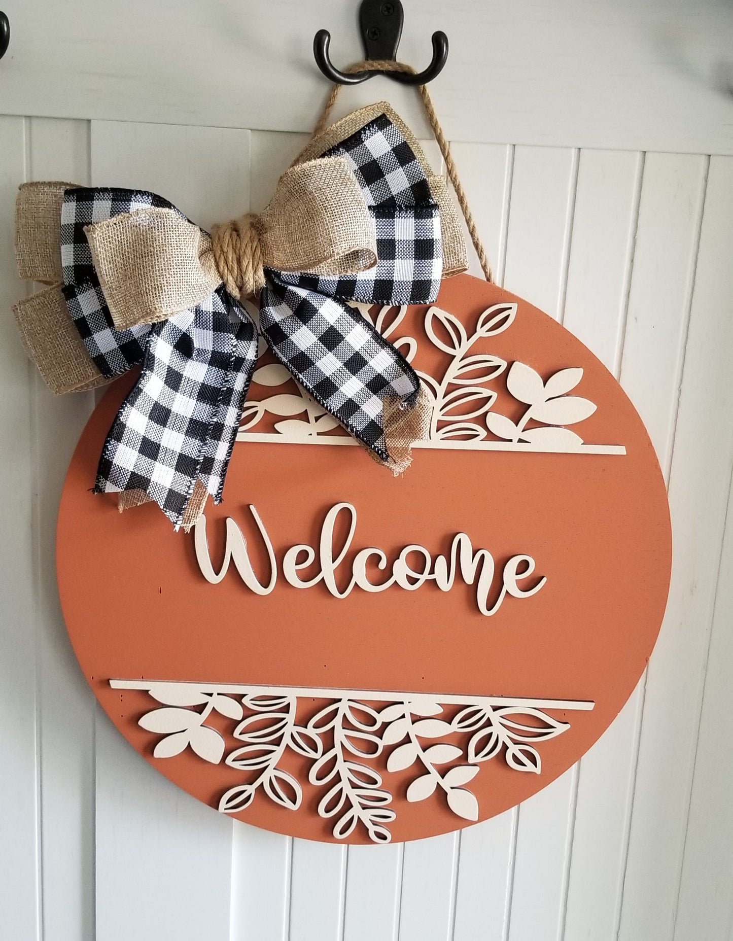 Welcome Floral Sign 2 layered. With bow included.