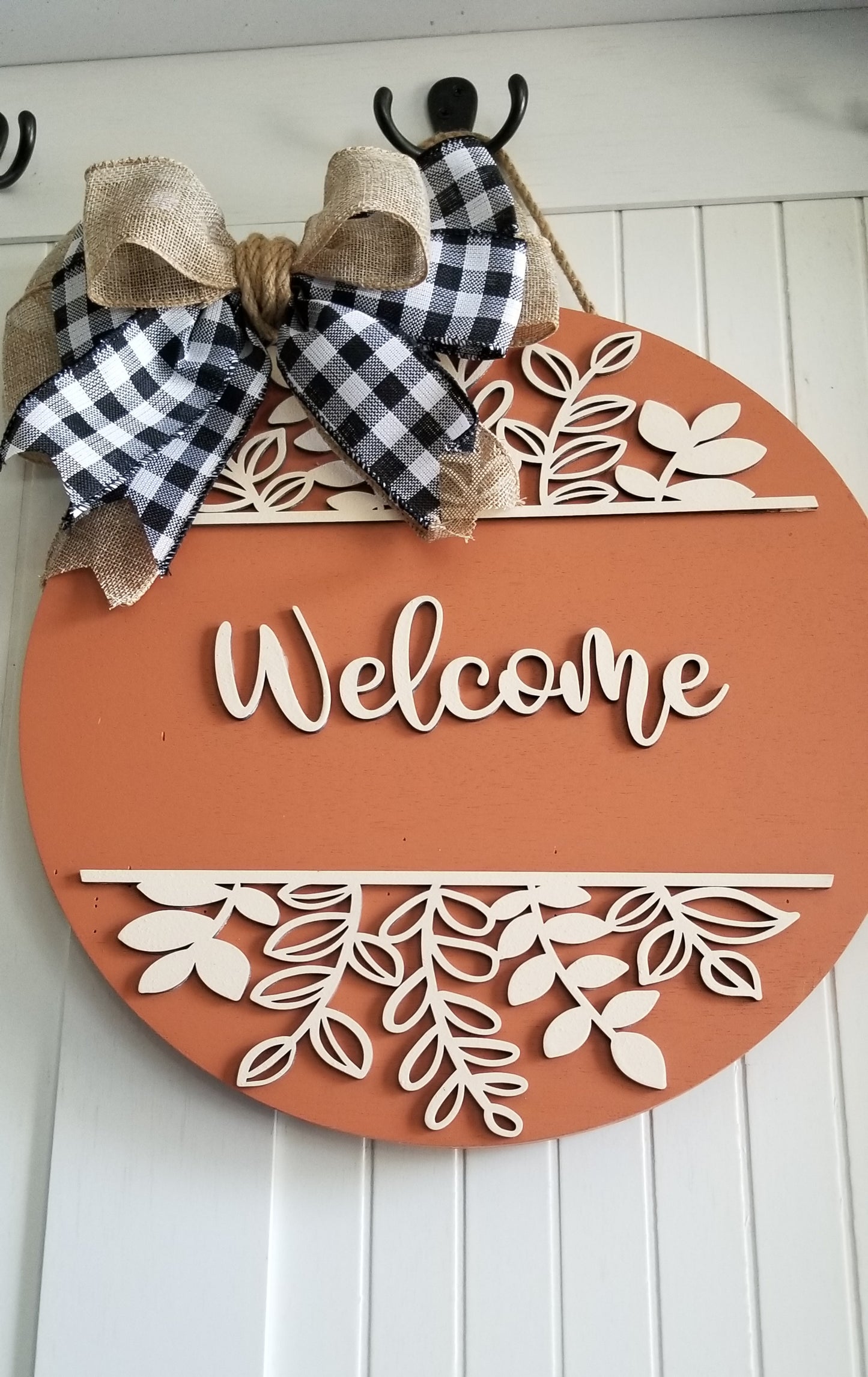 Welcome Floral Sign 2 layered. With bow included.