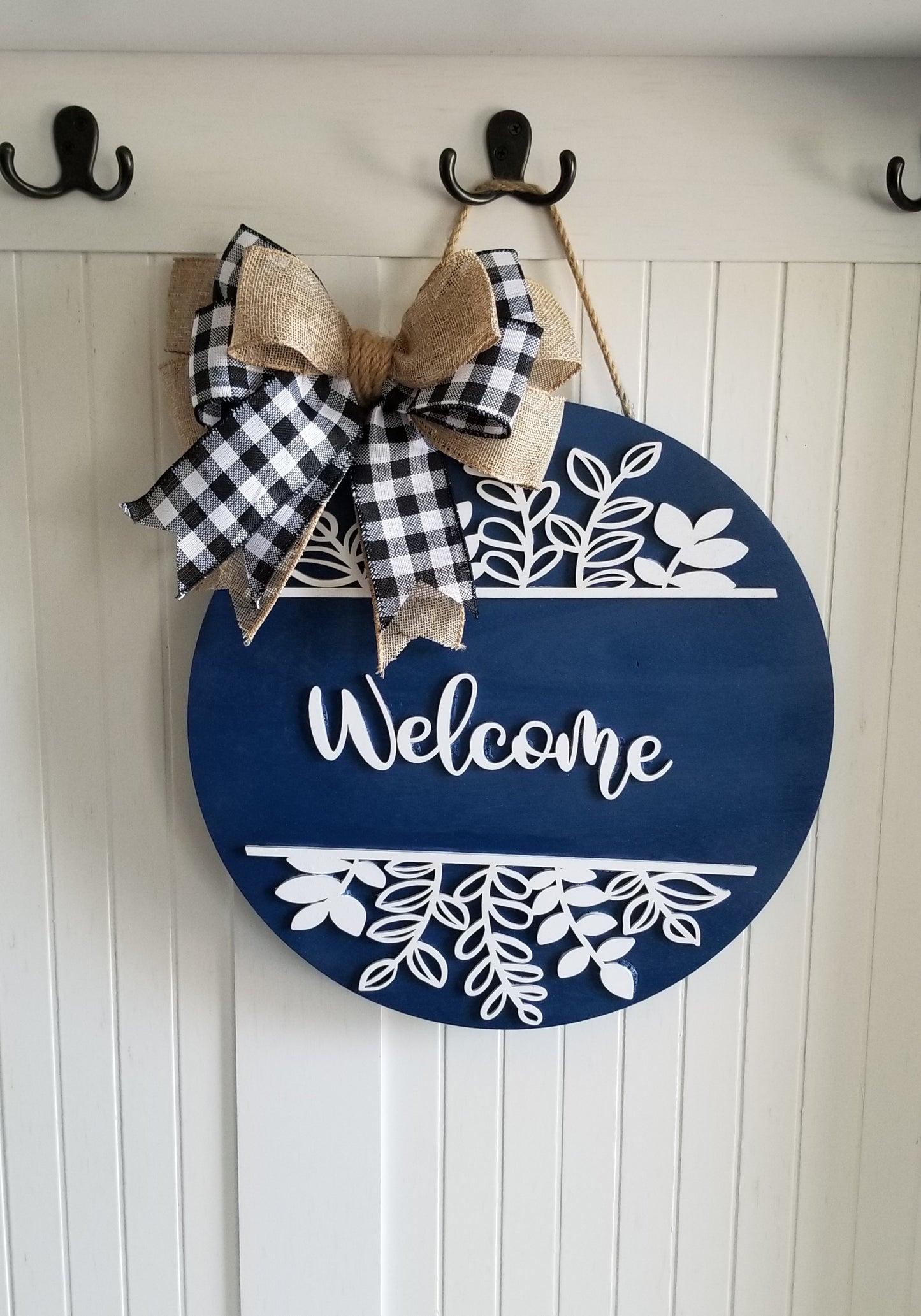 Welcome Floral Sign 2 layered. With bow included.