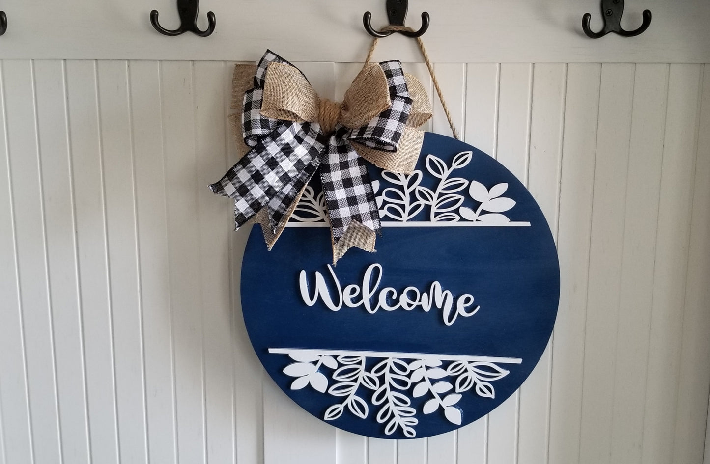 Welcome Floral Sign 2 layered. With bow included.