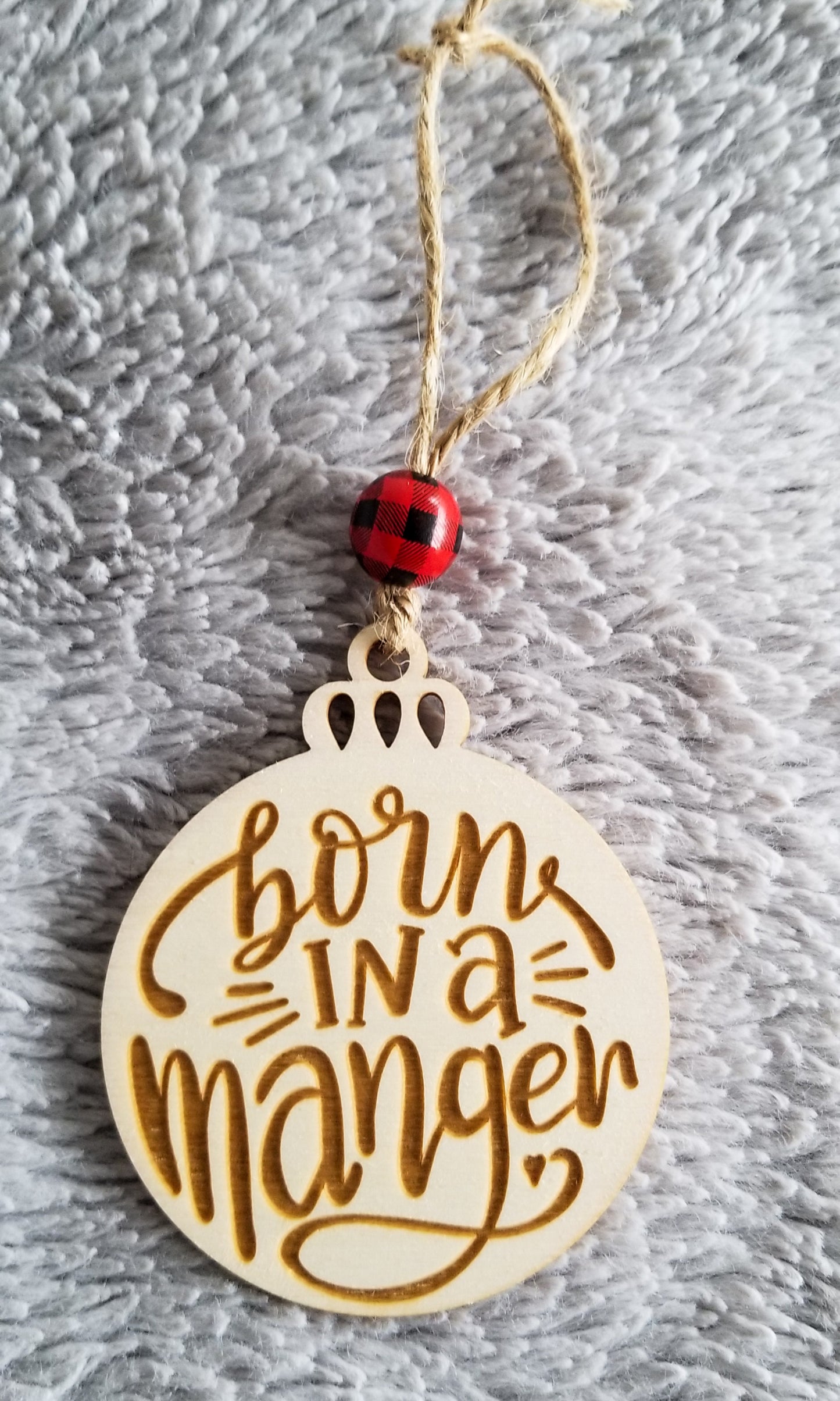 Born in a Manger 3 Inch Christmas Ornament