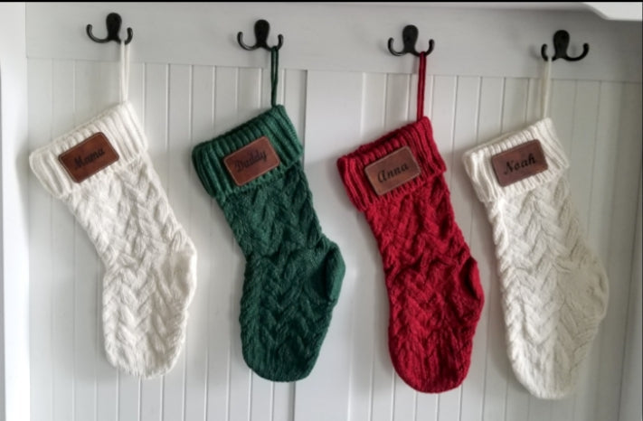 ........FOR A SET OF 4...... Personalized  Christmas Stocking.  14 Inch Custom  Knitted Christmas Stocking.