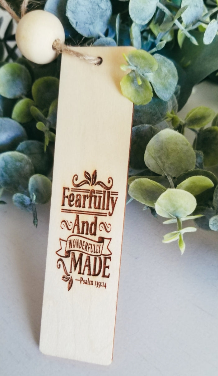 Fearfully And Wonderfully Made Engraved Wooden Bookmark