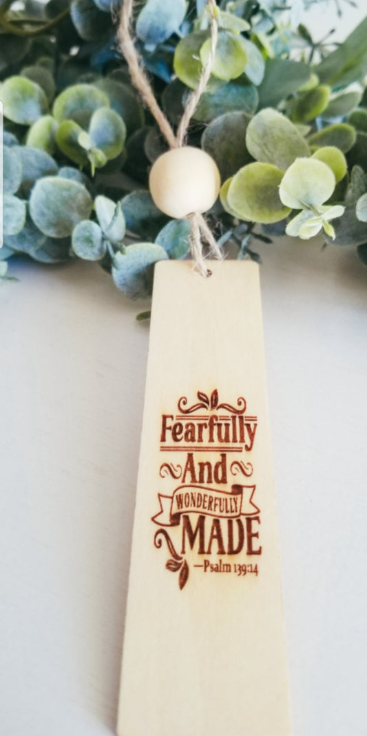 Fearfully And Wonderfully Made Engraved Wooden Bookmark