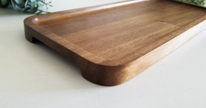 14x6 Acacia Wood Serving Tray. Rustic  Wooden Platter.  Or Decorative Key/Trinket Tray.  Can be personalized.