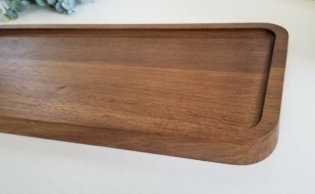 14x6 Acacia Wood Serving Tray. Rustic  Wooden Platter.  Or Decorative Key/Trinket Tray.  Can be personalized.