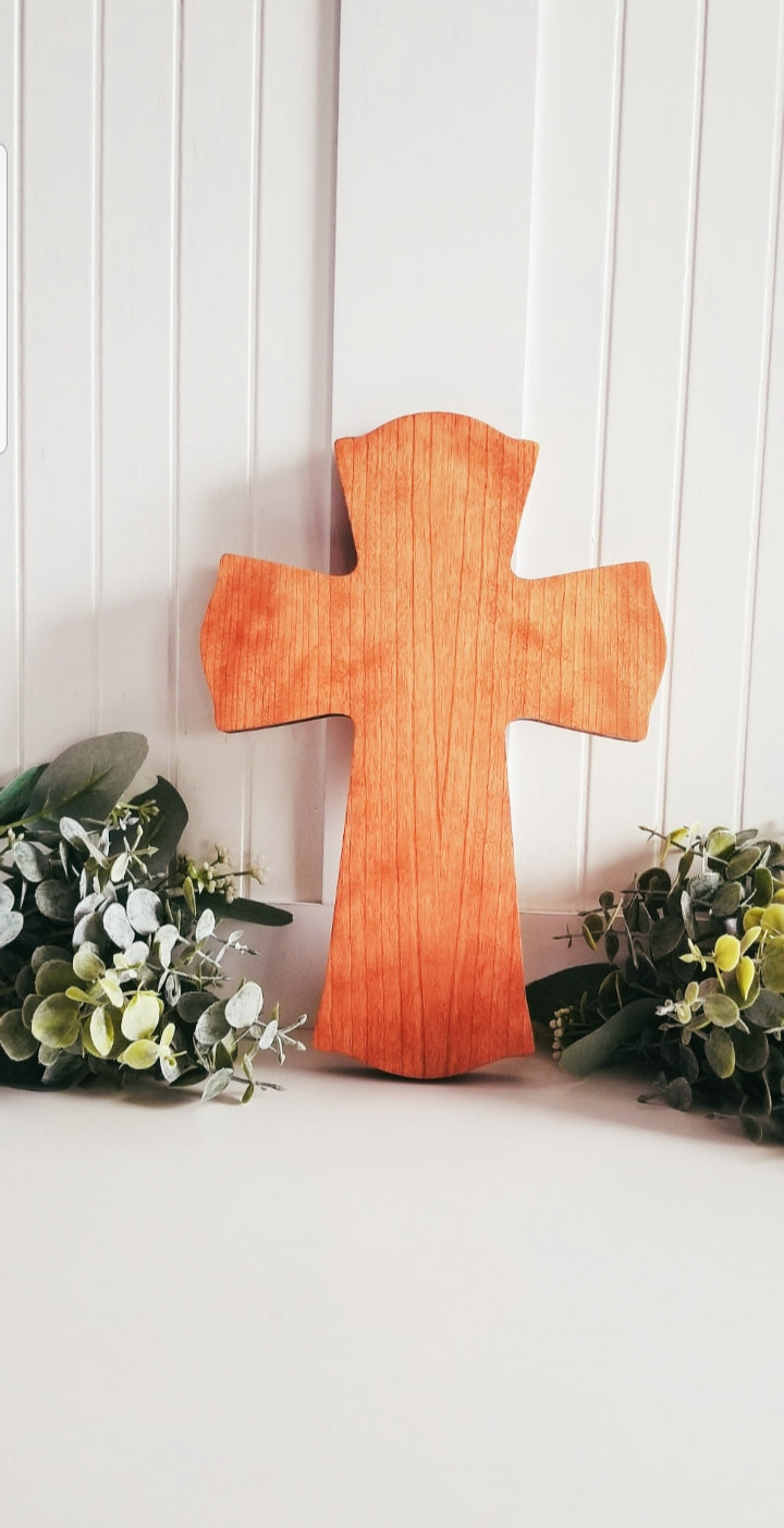 Wood Round Edge Wooden Cross. 3 colors available.