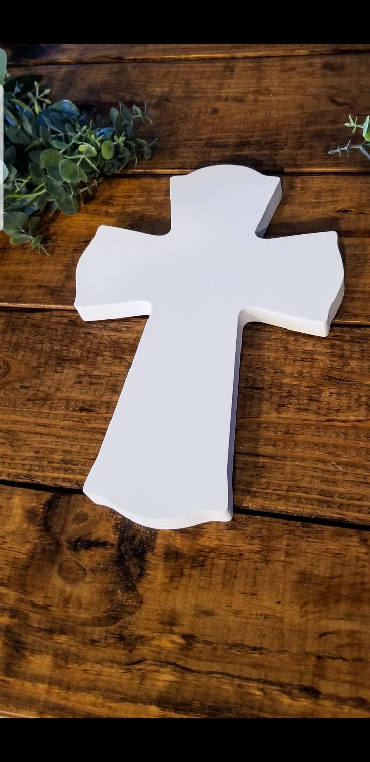 Wood Round Edge Wooden Cross. 3 colors available.