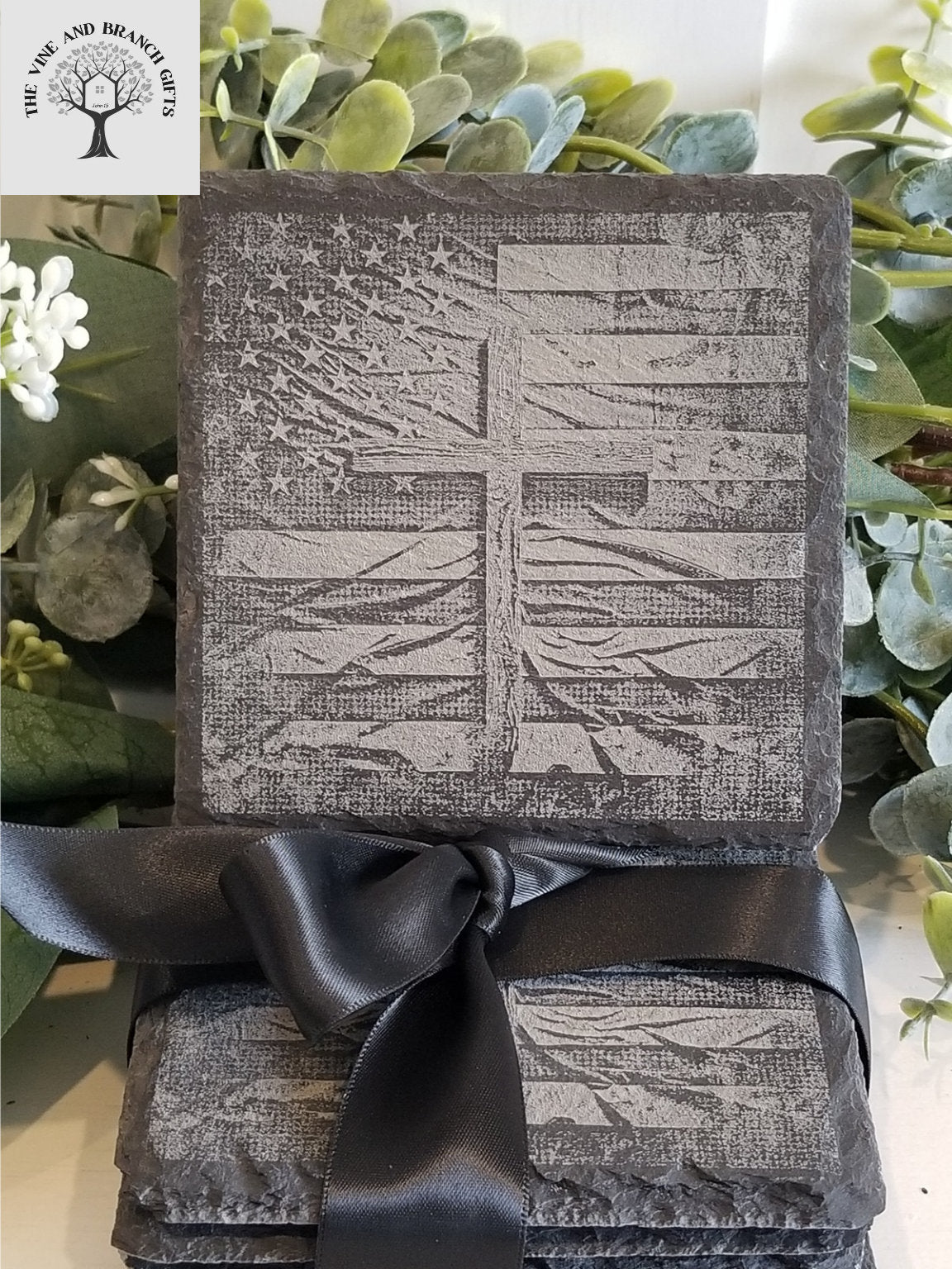 Set of 4 custom slate coasters. Gifts. Birthday gift.  Mom gift. Dad gift. Christmas gift. New home gift. Realtor gift ...