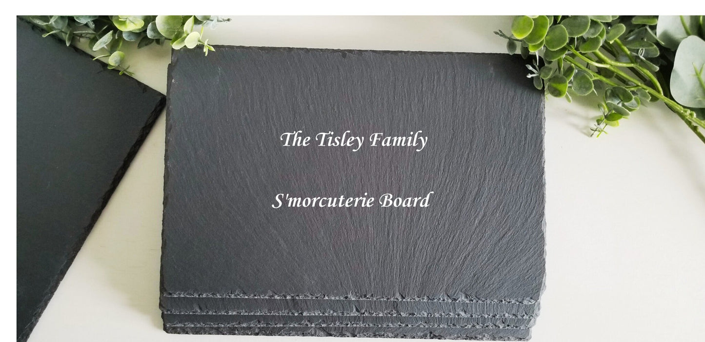 Black Slate Tile. Black Slate Cheese Board.  Slate S'mores Board. Personalized Slate Plaque. Slate piece. Engraved Slate.